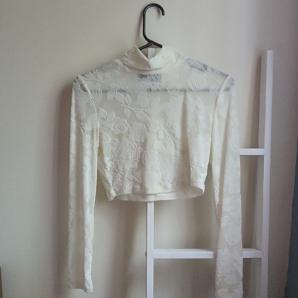 Elegant Cream Lace Long Sleeve Top